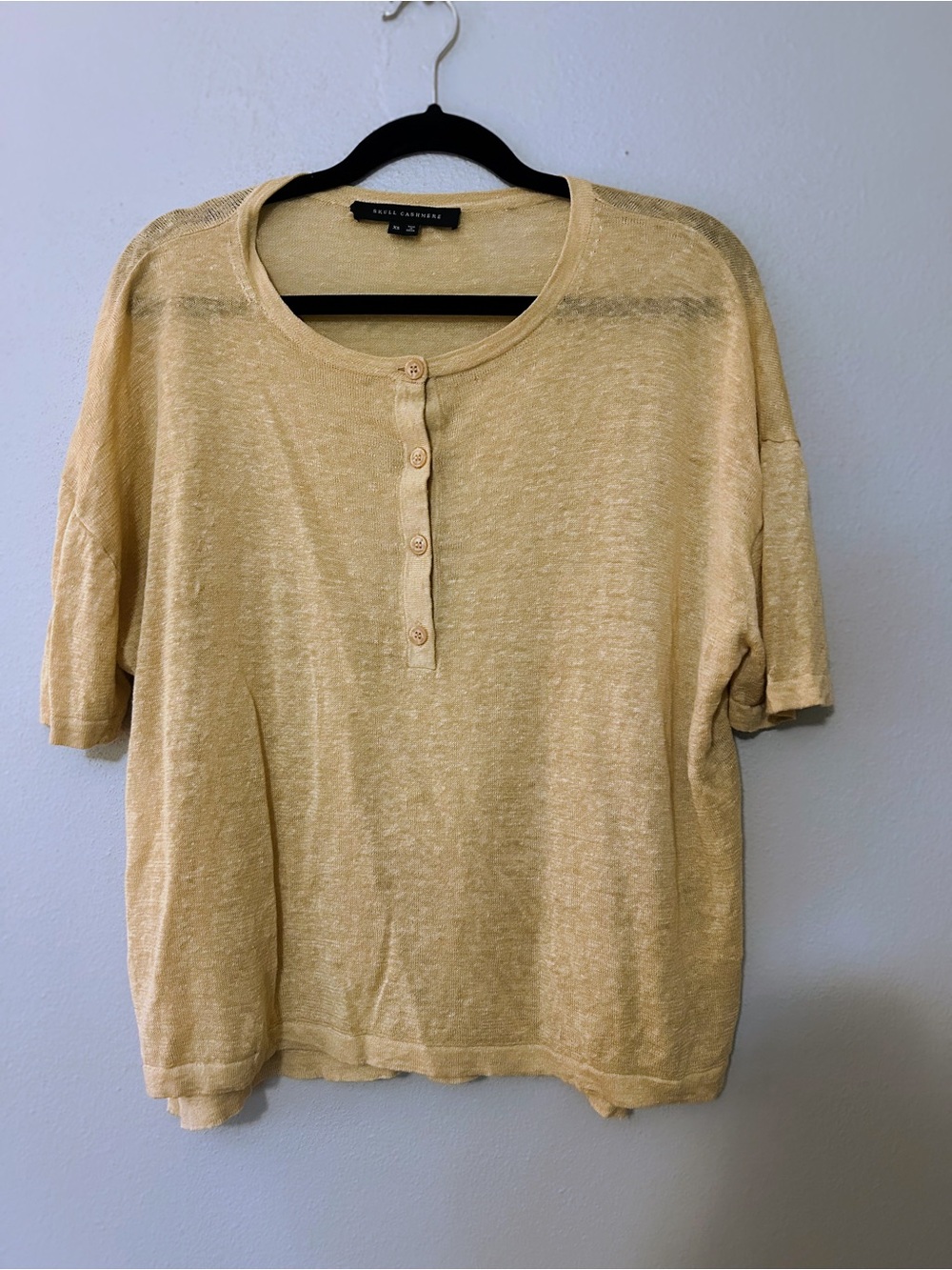 Skull Cashmere Women’s Minimalist Boxy Henley Linen Shirt Size XS